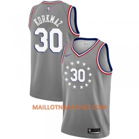 Maillot NBA Philadelphia 76ers Furkan Korkmaz 30 2018-19 Nike City Edition Gris Swingman - Homme